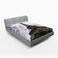 thumbnail image 1 of Ambesonne Eiffel Tower Fitted Sheet, Colorful Blossoms, Full Size, Grey Green, 1 of 2