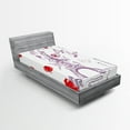 thumbnail image 1 of Ambesonne Eiffel Tower Fitted Sheet, Doodle Romantic Paris, Twin XL Size, Lilac Red Pale Blue, 1 of 3