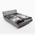 thumbnail image 1 of Ambesonne Eiffel Tower Fitted Sheet, French Car Dark Clouds, Full Size, Grey Black Red, 1 of 3