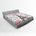 thumbnail image 1 of Ambesonne Eiffel Tower Fitted Sheet, Paris Letter Heart, Queen Size, Black White Pink, 1 of 2