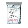 thumbnail image 1 of Ambesonne Eiffel Tower Fitted Sheet & Pillow Sham Set, Sketch Perfect Day, Full, Blue Black, 1 of 2