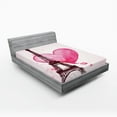 thumbnail image 1 of Ambesonne Eiffel Tower Fitted Sheet, Romance Love Art, Queen Size, Fuchsia Brown, 1 of 3