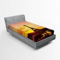 thumbnail image 1 of Ambesonne Eiffel Tower Fitted Sheet, Sun View Old Paris, Twin XL Size, Marigold Rose Brown, 1 of 2