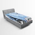 thumbnail image 1 of Ambesonne Eiffel Tower Fitted Sheet, Watercolor Paris, Twin Size, Blue, 1 of 3
