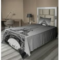 thumbnail image 1 of Ambesonne Eiffel Tower Fitted & Top Sheet Set with Sham, Paris Landmark, Grey, 1 of 4