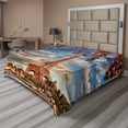 thumbnail image 1 of Ambesonne Eiffel Tower Flat Sheet, Eiffel Tower with Boat, Full Size, Dark Orange Cinnamon, 1 of 1