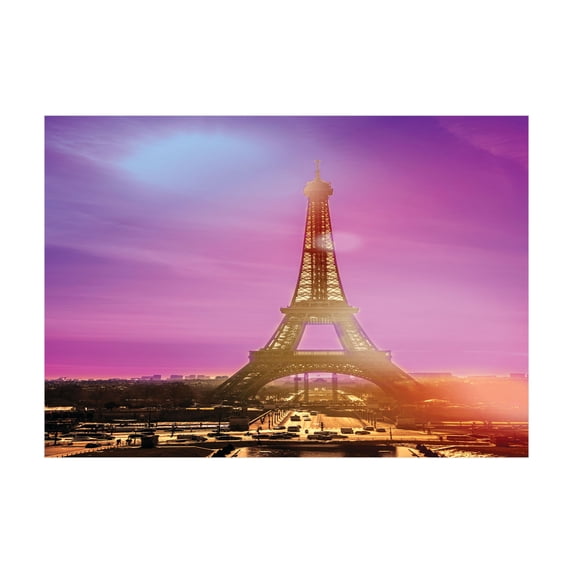 Ambesonne Eiffel Tower Jigsaw Puzzle, Colorful Sky Paris, Heirloom-Quality Fun Activity for Family Durable Cardboard, 1000 pcs, Multicolor