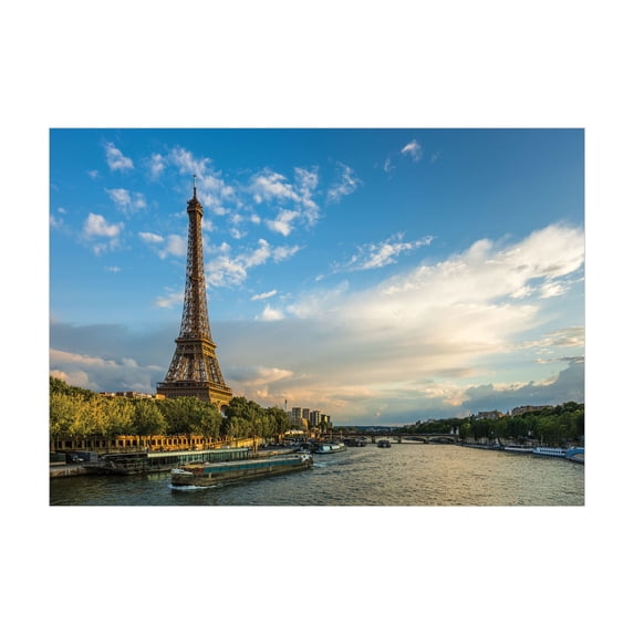 Ambesonne Eiffel Tower Jigsaw Puzzle, Sun Eiffel Tower, Heirloom-Quality Fun Activity for Family Durable Cardboard, 1000 pcs, Yellow Green Blue