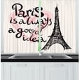 thumbnail image 1 of Ambesonne Eiffel Tower Kitchen Curtains, Europe Dream Tour, 55"x45", Cream Pink Black, 1 of 1