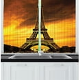 thumbnail image 1 of Ambesonne Eiffel Tower Kitchen Curtains, Paris Love Sunrise, 55"x45", Yellow Brown, 1 of 1