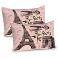 thumbnail image 1 of Ambesonne Eiffel Tower Pillow Sham 2 Pack, Bakery in Paris Eiffel, 36"x20", Pink Dark Brown, 1 of 3
