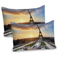 thumbnail image 1 of Ambesonne Eiffel Tower Pillow Sham 2 Pack, Scenic View Paris, 30"x20", Blue Yellow Coconut, 1 of 3