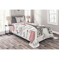 thumbnail image 1 of Ambesonne Eiffel Tower Quilted Bedspread Set 2 Pcs, Paris Letter Heart, Twin Size, Black White Pink, 1 of 3