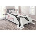 thumbnail image 1 of Ambesonne Eiffel Tower Quilted Coverlet 2 Pcs, Popular Paris Saying, Twin Size, Red Black White, 1 of 3