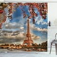 thumbnail image 1 of Ambesonne Eiffel Tower Shower Curtain, Eiffel Tower with Boat, 69"Wx84"L, Dark Orange Cinnamon, 1 of 3