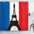 thumbnail image 1 of Ambesonne Eiffel Tower Shower Curtain, Geometric French Flag, 69"Wx70"L, Cobalt Blue Dark Coral, 1 of 5