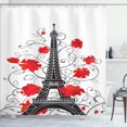 thumbnail image 1 of Ambesonne Eiffel Tower Shower Curtain, Romantic Paris Art, 69"Wx70"L, Vermilion Black and Grey, 1 of 5
