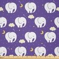 thumbnail image 1 of Ambesonne Elephant Fabric by the Yard Microfiber, Sleeping Animals Clouds, 10 Yards, Dark Indigo Pale Orange, 1 of 2