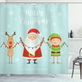 thumbnail image 1 of Ambesonne Elf Shower Curtain, Characters Holding Ornaments, 69"Wx84"L, Pale Blue and Multicolor, 1 of 3
