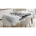 thumbnail image 1 of Ambesonne Elizabeth Tablecloth Rectangular Table Cover, Monochrome Letters, 60"x84", Black and White, 1 of 4