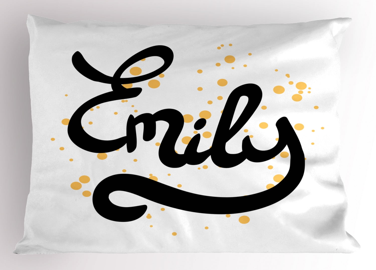 King Size White and Mustard Polyester Pillow Sham