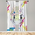 thumbnail image 1 of Ambesonne Emoji Art Curtains, Face Crown Lines Circles, Pair of 28"x84", Hot Pink and Lime Green, 1 of 2