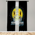 thumbnail image 1 of Ambesonne Emoji Art Curtains, Japanese Sensei Face Plot, Pair of 28"x63", Mustard Sky Blue White, 1 of 2