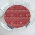 thumbnail image 1 of Ambesonne Emoji Art Fitted Round Tablecloth, Funny Faces Knit Print, 56"- 60" Diameter, Dark Pink Pale Camel, 1 of 5