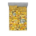 thumbnail image 1 of Ambesonne Emoji Art Fitted Sheet & Pillow Sham Set, Yellow Faces World Print, Calking, Mustard White Sky Blue, 1 of 2