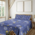 thumbnail image 1 of Ambesonne Emoji Art Fitted & Top Sheet Set with Sham, Dreamy Bubbles Polka Dot, Ceil Blue and Mustard, 1 of 5