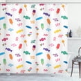 thumbnail image 1 of Ambesonne Emoji Art Shower Curtain, Sugar Rush Dessert Art, 69"Wx75"L, Sea Green White Orange, 1 of 1
