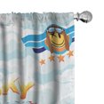 thumbnail image 1 of Ambesonne Emoji Curtains, Aviation Sky Rider Writings, Pair of 28"x95", Soft Blue Mustard Red, 1 of 5
