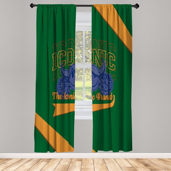 Ambesonne Emoji Curtains, Cheerleader Character Sports, Pair of 28"x95", Emerald Apricot and Ceil Blue