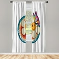 thumbnail image 1 of Ambesonne Emoji Curtains, Colorful Floral Face Funny, Pair of 28"x63", White Pale Sage Green, 1 of 2