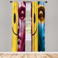 thumbnail image 1 of Ambesonne Emoji Curtains, Contrast Color Sculptures Art, Pair of 28"x95", Mustard Black and Pale Ruby, 1 of 2