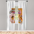 thumbnail image 1 of Ambesonne Emoji Curtains, Funky Floral Faces Hearts Art, Pair of 28"x95", White Mustard Pale Salmon, 1 of 2