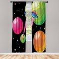 thumbnail image 1 of Ambesonne Emoji Curtains, Funny Outer Space UFO Planets, Pair of 28"x84", Black Lime Green Hot Pink, 1 of 2