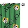 thumbnail image 1 of Ambesonne Emoji Curtains, Funny Smiling Round Faces, Pair of 28"x63", Green and Yellow, 1 of 1