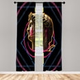 thumbnail image 1 of Ambesonne Emoji Curtains, Geometric Circle Square Heads, Pair of 28"x84", Black Hot Pink Marigold, 1 of 2