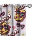 thumbnail image 1 of Ambesonne Emoji Curtains, Heart Glasses Girlboss Faces, Pair of 28"x63", Rose Mustard Magenta, 1 of 5