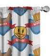 thumbnail image 1 of Ambesonne Emoji Curtains, Modern German Wiesn Servus, Pair of 28"x84", White Dark Pink Sea Blue, 1 of 1