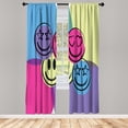thumbnail image 1 of Ambesonne Emoji Curtains, Modern Round Faces Pop Art, Pair of 28"x63", Pink Blue Lavender, 1 of 2