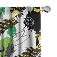 thumbnail image 1 of Ambesonne Emoji Curtains, Outer Space Alien Faces Print, Pair of 28"x95", White Lime Green Mustard, 1 of 1