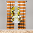 thumbnail image 1 of Ambesonne Emoji Curtains, Retro OMG Shocked Funny Face, Pair of 28"x95", Pale Vermilion White, 1 of 2