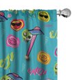 thumbnail image 1 of Ambesonne Emoji Curtains, Space Vibe UFO Pattern Faces, Pair of 28"x95", Sea Blue Lime Green, 1 of 5