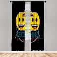 thumbnail image 1 of Ambesonne Emoji Curtains, Techno Sounds Funny Faces, Pair of 28"x95", Black Mustard Sky Blue, 1 of 2