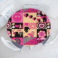 thumbnail image 1 of Ambesonne Emoji Fitted Round Tablecloth, Abstract Pop Art Flamingo, 45"- 56" Diameter, Pastel Pink Black and Peach, 1 of 5