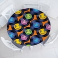 thumbnail image 1 of Ambesonne Emoji Fitted Round Tablecloth, Colorful Discs and Headphones, 45"- 56" Diameter, Orange and Multicolor, 1 of 4