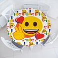 thumbnail image 1 of Ambesonne Emoji Fitted Round Tablecloth, Colorful Love Round Faces Art, 36"- 40" Diameter, White Mustard Multicolor, 1 of 4