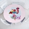 thumbnail image 1 of Ambesonne Emoji Fitted Round Tablecloth, Cool Floral Flamingo Pastel, 56"- 60" Diameter, Pale Rose and Soft Blue, 1 of 4